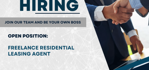 A vibrant graphic announcing a job opportunity for Freelance Leasing Agents. The text highlights benefits such as unlimited earning potential, flexible scheduling, diverse properties, and a supportive community. Eye-catching emojis enhance the message, creating an inviting call to action for potential applicants in the real estate field.